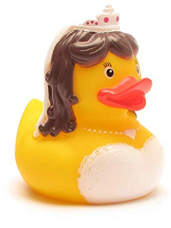 DUCKSHOP I Badeente Braut I Quietscheente I L: 7,5 cm I Quietscheentchen I Geschenk für Hochzeit I Präsent Brautpaar I Für Sammler