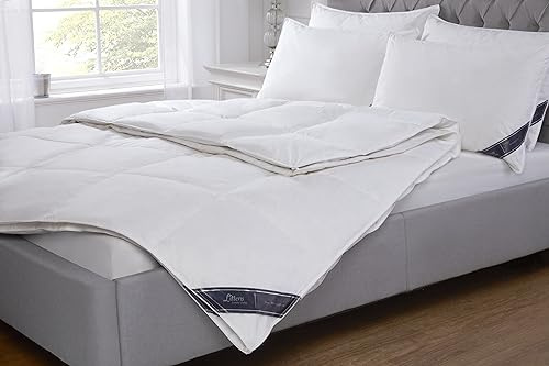 Littens Luxury All Seasons Duo 15 Tog King Bed Size White Goose Feather & Down Duvet Quilt, 15% Down, Down-Proof 230TC Cotton (225cm x 220cm)