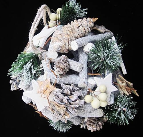 Deko-Kugel grau/weiß, Naturmix ca. 20 cm Durchmesser