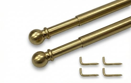 Paire de TIGES Tex Ajustables en Laiton Poli pour Rideau de Verre - Cm. 30-40