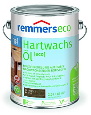 Remmers Hartwachs-Öl [eco] ebenholz, 2,5 Liter, für innen, natürliche Basis, 3in1: Beize, Öl und Versiegelung in einem, rutschhemmend, vegan