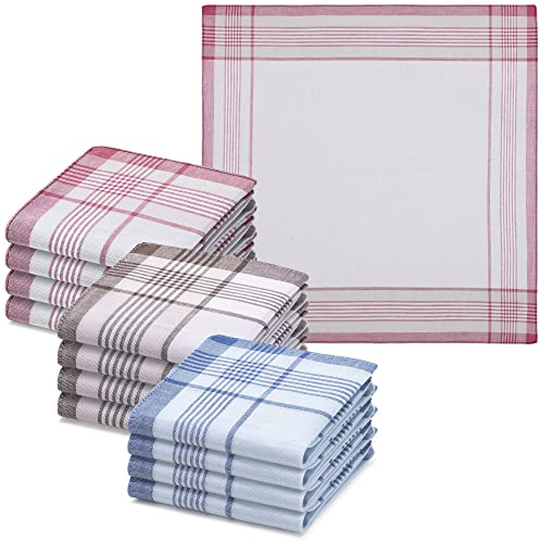 JEMIDI Stofftaschentücher Herren und Damen Baumwolle 12er Pack Stoff Taschentücher 100% Baumwolle Herrentaschentücher Stofftaschentuch in unterschiedlichen Designs, Design 12, 40cm x 40cm