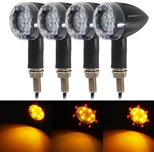 NATGIC 4 st universell motorcykel blinkersljus mini kula LED blinkers ljus bromsljus bakre bakljus lampa körljus – svart