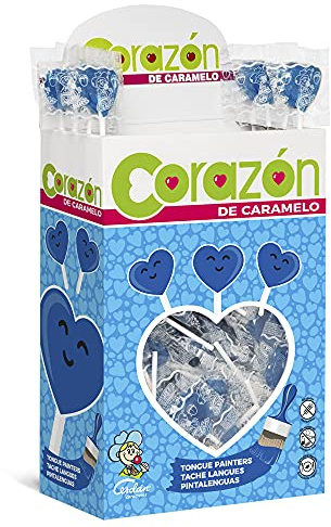 Caramelos Cerdán - Piruletas Súper Corazón Pintalenguas Sabor Frambuesa | Estuche de 100 uds | Caramelo Duro con Palo sin Gluten ni Alérgenos | Ideal para Fiestas y Cumpleaños | Sabor Frambuesa | Caramelo Duro con Palo sin Gluten ni Alérgenos | Ideal para Fiestas y Cumpleaños | Estuche de 100 Unidades