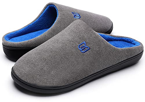 WateLves Pantofole Uomo Unisex Donna Antiscivolo Scarpe Inverno Peluche Morbido Ciabatte in Memory Foam (Grigio Blu, 44/45EU)