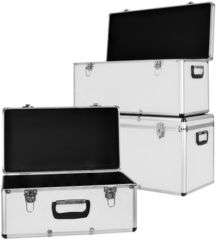 Trucky Aluminium 3er Set Boxen Alubox Alukiste Transportbox Aufbewahrung Box 2 Farben, Farbe:Silber