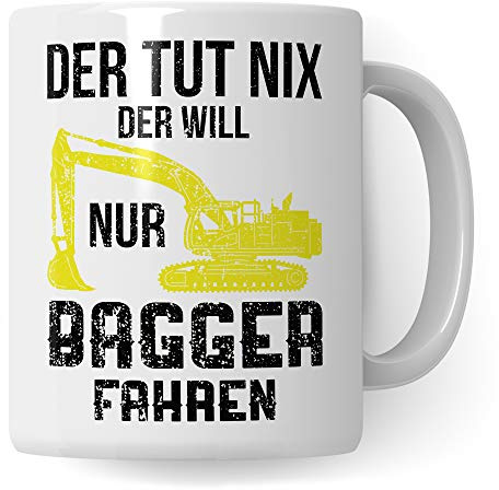 Pagma Druck Tasse Bagger Männer, Baggerfahrer Geschenk, Geschenkidee für Baumaschinenführer & Bagger Fahrer Becher, Kaffeetasse Baumaschinen Baggerführer Baustelle