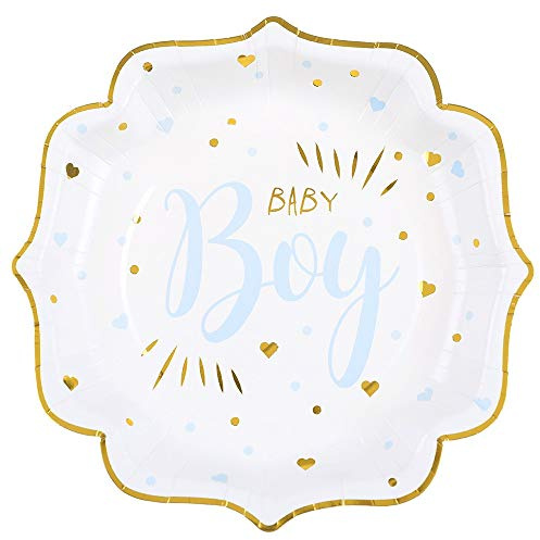 Pappteller Baby Shower Boy, 21 cm, Blau, 10 Stück