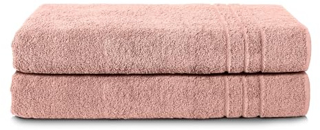 Komfortec 2er Saunahandtuch Set 80x200 cm, Große Saunatücher aus 100% Baumwolle, Sauna Handtücher, Flauschig und Saugstark, Schnelltrocknend, Rosa