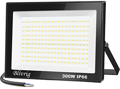 Blivrig Foco LED Exterior 300W 30000LM, Luces LED Exterior Blanco Frío 6000K, Foco Proyector LED, Luz de Seguridad Impermeable IP66, Proyector LED Exterior para Jardín,Patio,Parque, Garaje