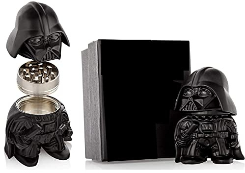 Grinder Star Wars Moulin à herbes Dark Vador, taille parfaite 5,1 cm, 3 pièces, avec récipient de rangement pour épices – Boîte cadeau, grinder en 3 parties, original, broyeur fantaisie