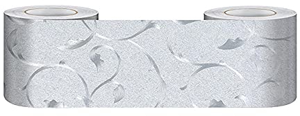 KeZheXi Tapetenbordüre Selbstklebend Silberrebe 10x500CM für Badezimmer Wohnzimmer Küche Verdicken PVC Dekorative Bordüre Abnehmbare Wasserdicht Taille rahmen Wandtattoo