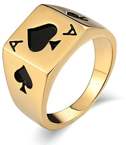 Mesnt Herren Band Ring Bandring Edelstahl 13mm Edelstahl Ring Damen Herren Poker Spaten A Vertrauensring Siegelring Gold Ringe 62 (19.7)