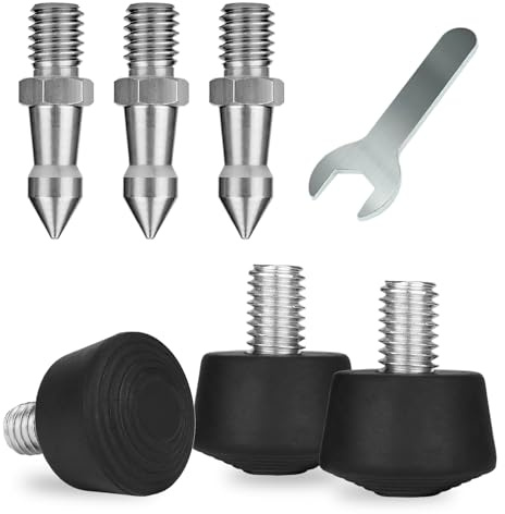 Rigych 6 Stück Tripod Rubber Feet mit Anti-Rutsch Stativ Gummi Spike Fuß Pad 3/8 Gewinde, Edelstahl Kamera Stativ Spikes für Stativ Einbeinstativ Fotografie Zubehör
