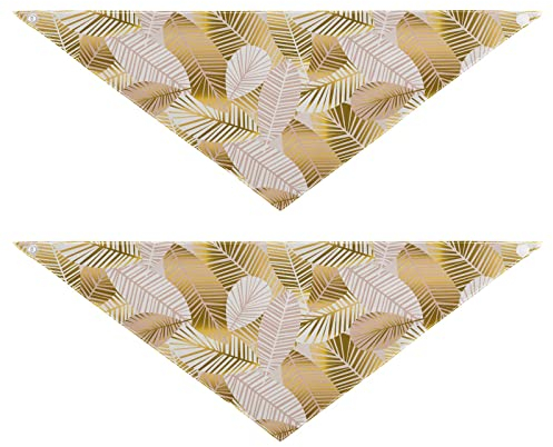 2 Stück Hundehalstücher Haustier Bandana Schal Druckknopf Dreieck Lätzchen Halstuch Set Haustier Urlaub Zubehör Dekor für kleine bis große Welpen Hunde Katzen Mittel Abstrakt Tropisches Laubmuster