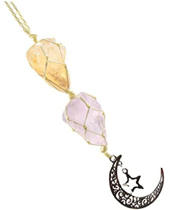 Levemolo Car Hanging Pendant Kreativer Originalstein Anhänger Auto Innenraum Deko Moon Star Geometrisch Auto Anhänger Rückspiegel Dekoration Feng Shui Auto-deko
