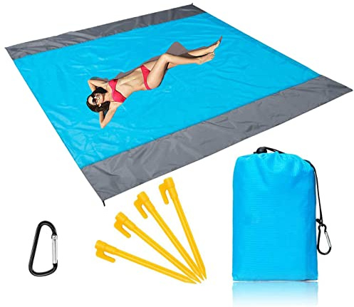 CHUANGOU Couverture Pique Niques imperméable，Anti Sable Tapis de Plage，pour Plage, Compact, Pic-nic, Le Jardin（200 X 210cm）