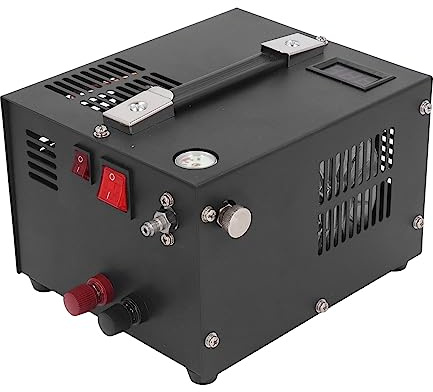 Fockety PCP Luftkompressor, DC12V 4500Psi Hochdruck Luftkompressor Pumpe, Öl Wasserfrei und Lüfterkühlung, Elektrischer Scubakompressor mit 8mm Fitting, für PCP Luftgewehre Luftpistolen