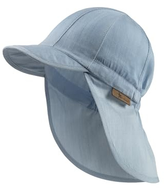 Sterntaler Schirmmütze mit Nackenschutzschutz Jeans für Jungen - Schirmmütze Baby schützt den Kopf an warmen Sommertagen - Sonnenkappe Baby aus leichtem Jeansstoff