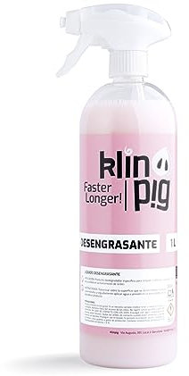 KLINPIG - Desengrasante Bicicleta 1 L, con pH Neutro, para Limpiar Transmisión de Bici, Elimina Restos de Lubricante, Fórmula Biodegrable, No Daña Pintura ni Reseca Gomas, Agradable Olor y Color Rosa