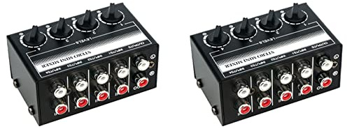 Niniang 2X 4 Channel Stereo Audio Mixer Supports Input and Output Mini Passive Stereo Mixer with Separate Volume Controls
