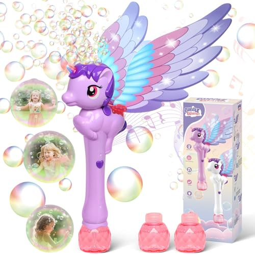 Dolanus Unicorn Bubble Wand Bubble Machine for 3-8 Year Old Girls Kids