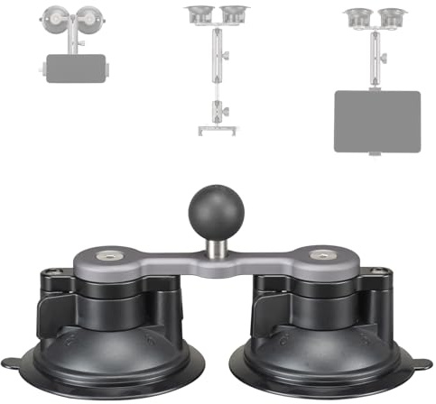 FANAUE Ventouse pour Voiture avec Adaptateur de Boule d'un Pouce, Double Ventouse Compatible avec Les Bras à Double Prise RAM MOUNTS, pour Montage sur Le Pare-Brise de la Voiture.
