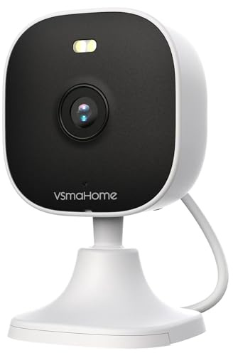 VSMAHOME Säkerhetskamera, 2K utomhus/inomhus spotlight Wi-Fi-kamera med telefon app/högtalare/2-vägs ljud för hemsäkerhet/baby/husdjur/hund/katt, mörkerseende färg, rörelsedetektion