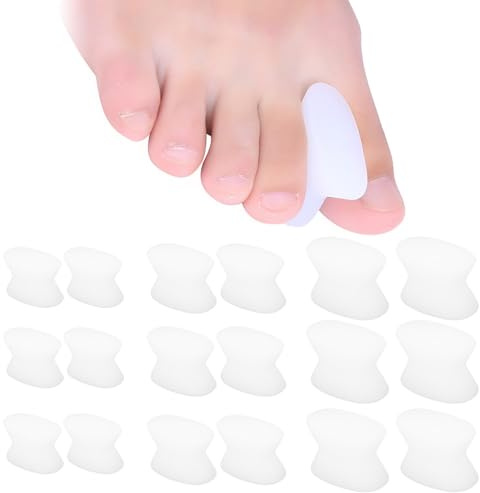 18 Pcs Gel Toe Separators, VEGCOO Bunion Toe Spacers with 3 Sizes, Silicone Toe Spacers for Women Men Toe Pain Relief, Bunion Corrector for Crooked Toes, Overlapping Toes (6S+6M+6L)