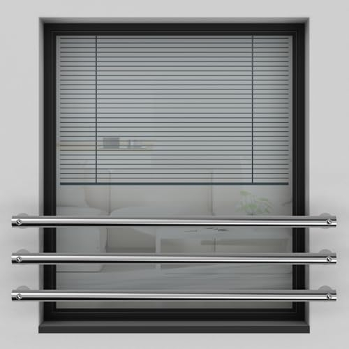 Fenster Absturzsicherung V2A Edelstahl, Individualisierbar, 50-200 cm als Maßanfertigung, Außenbefestigung, Rohrwandstärke 2mm - Massiv - Fenstergitter, Fallschutz