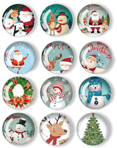 12Stk Weihnachten Kühlschrank Magnete Aufkleber, Weihnachten Kühlschrankmagnete Sticker für Bastelarbeiten Küche Schule Büro Auto Whiteboard Schrank Geschirrspüler (3cm, 2 Stile zufällig)