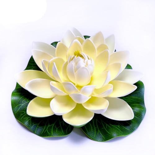 BBTISG Simulation Lotusblume, Umweltfreundliche Wasserlilie Schwimmende Lotusblüte Künstliche Lotusblüte Gefälschte Schwimmende Seerose für Aquarium, Teich (Weiß)