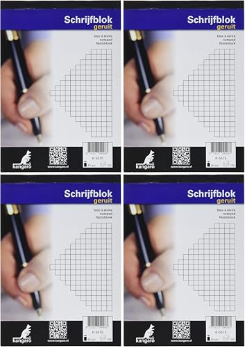 Notizblock Kangaro A5 kariert 5mm 60grs 100 Blatt (Packung mit 4)