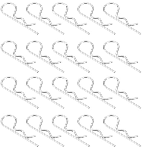sourcing map 20 pasadores de resorte en forma de R de acero inoxidable 304 de 3 mm x 70 mm, clips R para electrodomésticos, equipos deportivos, reparación de mecánicos de automóviles (plateado)