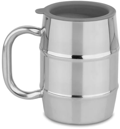 GARUET Taza de cerveza – Taza de cerveza de acero inoxidable de gran agarre con tapa adicional – 500 ml de aislamiento al vacío de doble pared