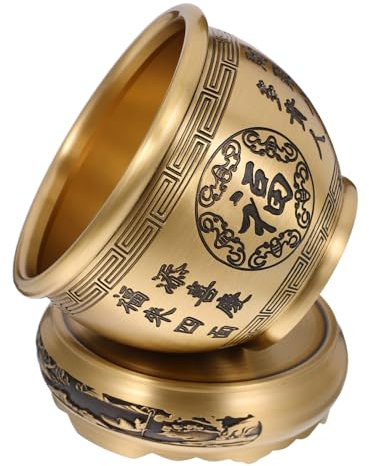 ABOOFAN Feng Shui Bowl Sculpture in Brass Treasure Wealth Bowl for Home Office Decor Offering Cup Base for Meditation
