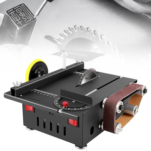 Mini Sierra De Mesa De Banco, Pequeña Sierra De Mesa De Precisión Con Lijadora De Banda, Profundidad De Corte De 30 Mm, Ángulo/altura Ajustable Para Manualidades Hechas a Mano, Procesamiento De Modelo