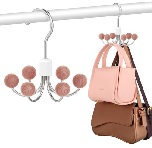 DOIOWN Purse Organizer,2 Pack Space Saving Purse Hangers for Closet,Multi Purpose Rotating Tank Top Hangers for Bags, Bras,Scarfs,Ties, Hoodies, Hat Closet Organizers and Storage