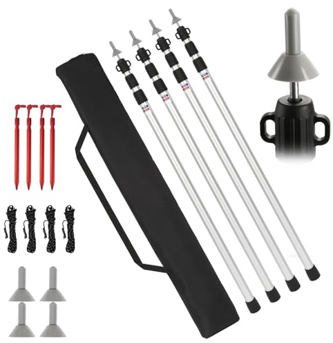 Ollewiellan 8X Zeltstange, Zeltstangen Teleskop für Camping,Aluminium Zeltstange Verstellbares von 87.5cm bis 234.5cm,Sommer Camping Zeltstange, mit Aufbewahrungstasche,Leichte Zeltstange,Wetterfest