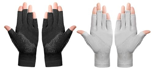 FakeFace 2Pairs Women Men UV Protection Driving Glove Summer Sunblock Glove Non-slip Breathable Fingerless Cycling Glove