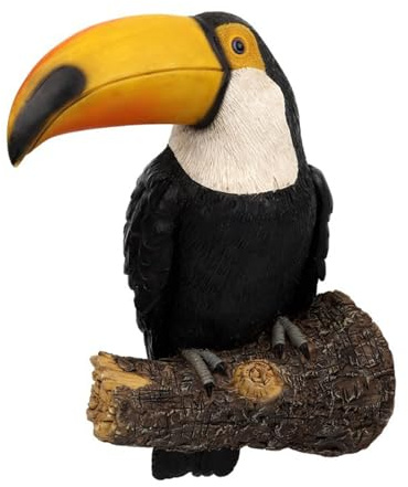 Resina en el muñón - Simulación estatuas Adornos de picos grandes pájaros de resina Crafts Garden Animal Tree Hanging Model juguete juguete juguete miniatura de jardín