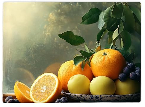 Shopagift Oranges in a Fruit Bowl Glass Chopping Board Large Kitchen Worktop Saver 39cm x 28cm