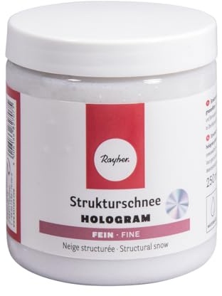Rayher Strukturschnee fein, mit Hologrammflitter, schneeweiß, mit frostig glitzerndem Eis-Effekt, Dekoschnee-Paste für feinkörnige, strukturierte Oberflächeneffekte wie Schnee, Dose 250 ml, 35110100