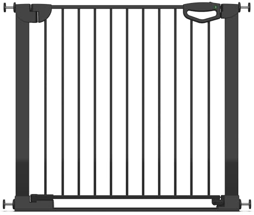 Geuther Türschutzgitter Easylock Flatstep Schwarz I Treppenschutzgitter zum Klemmen oder Bohren I Breite 90-97 cm I Türschutz für Ihr Baby & Haustier I Kinderschutzgitter beidseitig öffnend
