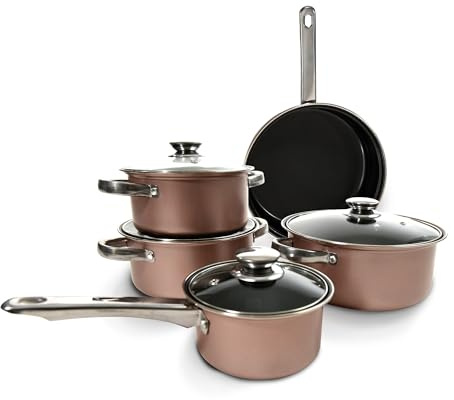 Carter & Clay Rose 9 Piece Non-Stick Cookware Set (Rose Gold)