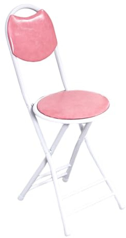 Sgabello da bar pieghevole in metallo rosa con schienale, sedia rotonda imbottita per campeggio, cucina e negozi, design robusto, altezza seduta 45 cm