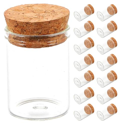 Kichvoe Lot de 48 flacons de Potion avec Bouchon en liège – Petits flacons en Verre avec Bouchon en Bois – Bocaux à souhaits Transparents pour décoration, Cadeaux de fête, Bonbons, Artisanat de