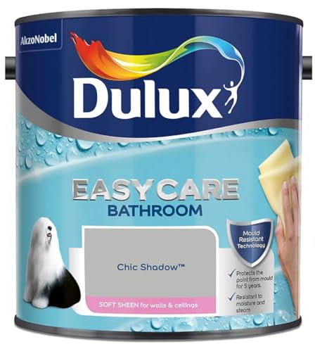 Chic Shadow Dulux Easycare Bathroom Soft Sheen Paint 2.5L – Moisture & Steam Resistant, Mould Protection, Washable Durable Finish for Bathroom Walls & Ceilings