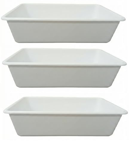 Set 3 Bacinelle frigo bianca 5litri certificata per alimenti 34x24 h10 Vaschetta bacinella contenitori per la conservazone lavorazione cibi e trasporto uso professionale pizzeria ristoranti hotel pub