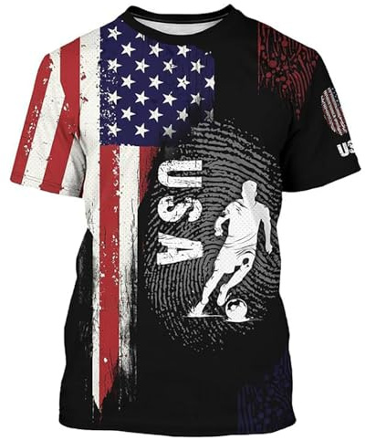 2026 fotbollskopp, t-shirt för män, kvinnor, kortärmad, rund hals, tryckt fantröja, andas, snabbtorkande, sport, fritid, solfjäder, tröja, tröja för sport, träning och fester, USA 1#, L